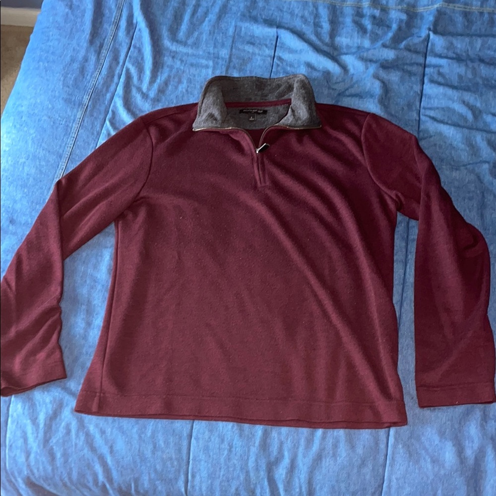 Banana Republic Maroon and Gray Zip Pullover